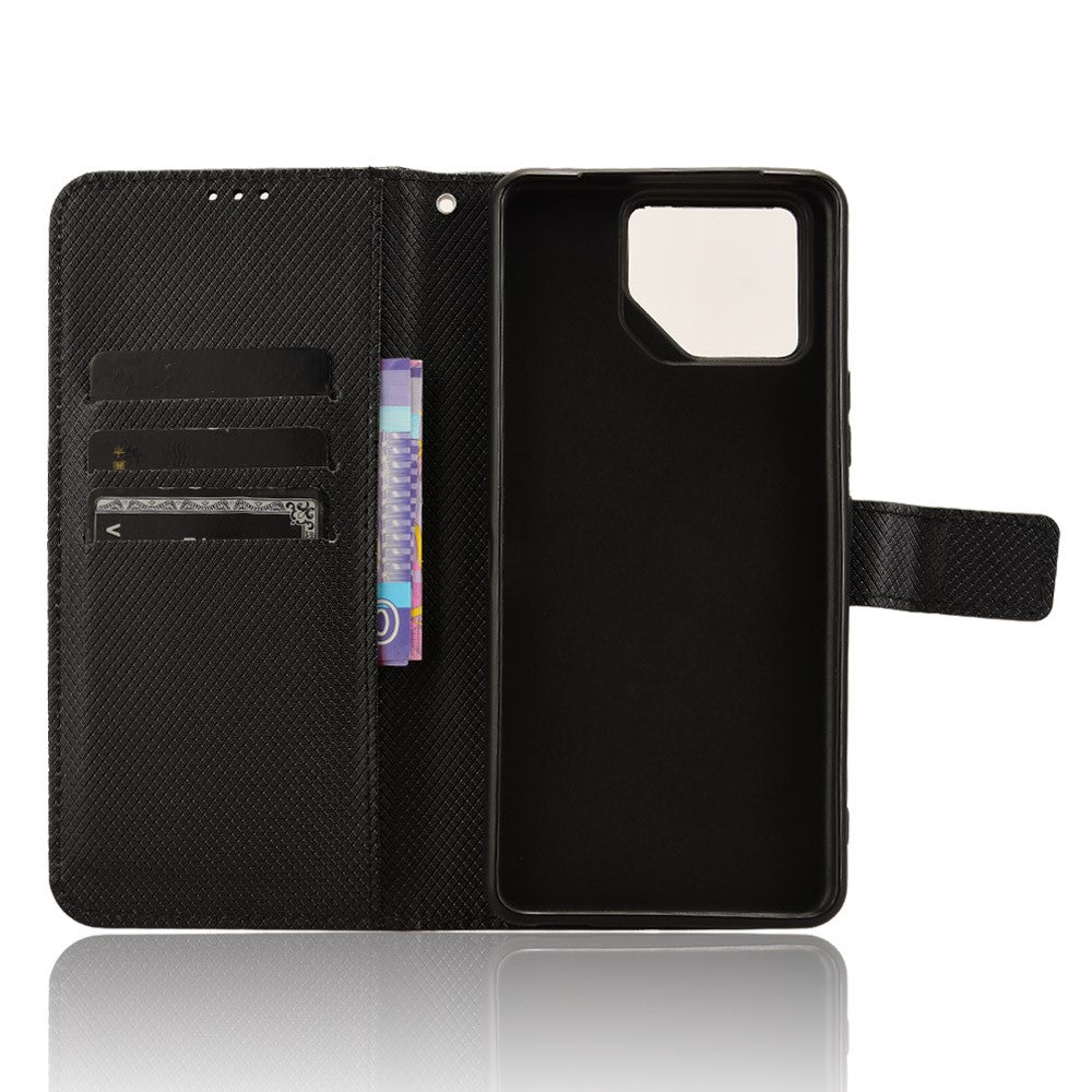 Til Asus ROG Phone 8 Pro 5G / 8 5G Magnetisk Telefoncover Diamant Tekstur Kortlommer Cover