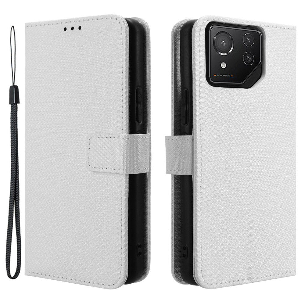 Til Asus ROG Phone 8 Pro 5G / 8 5G Magnetisk Telefoncover Diamant Tekstur Kortlommer Cover