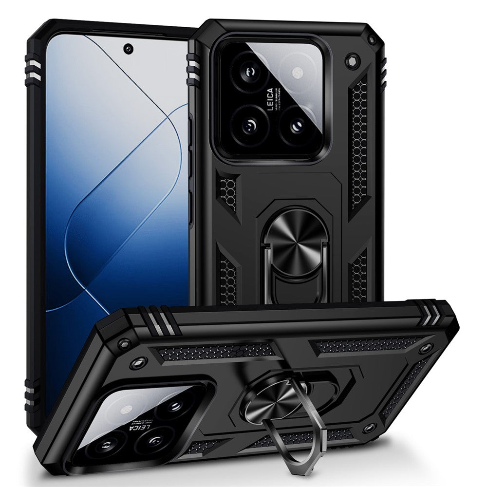 For Xiaomi 14 Drop-proof Case PC+TPU Phone Back Cover with Ring Kickstand