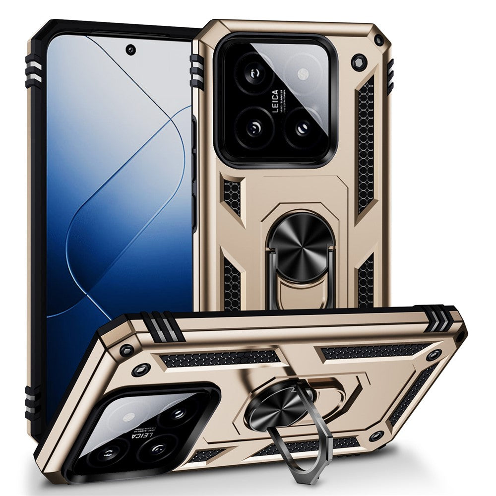 For Xiaomi 14 Drop-proof Case PC+TPU Phone Back Cover with Ring Kickstand