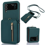 For Samsung Galaxy Z Flip4 5G Crossbody Phone Case RFID Blocking Cover Zipper Pocket