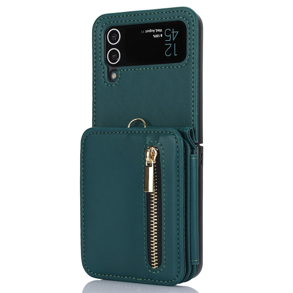 For Samsung Galaxy Z Flip4 5G Crossbody Phone Case RFID Blocking Cover Zipper Pocket