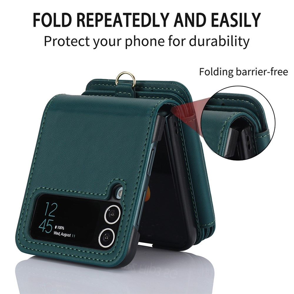 For Samsung Galaxy Z Flip4 5G Crossbody Phone Case RFID Blocking Cover Zipper Pocket