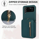For Samsung Galaxy Z Flip4 5G Crossbody Phone Case RFID Blocking Cover Zipper Pocket