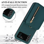 For Samsung Galaxy Z Flip4 5G Crossbody Phone Case RFID Blocking Cover Zipper Pocket