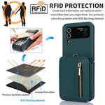 For Samsung Galaxy Z Flip4 5G Crossbody Phone Case RFID Blocking Cover Zipper Pocket
