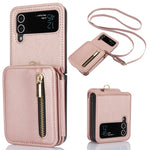 For Samsung Galaxy Z Flip4 5G Crossbody Phone Case RFID Blocking Cover Zipper Pocket