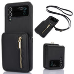 For Samsung Galaxy Z Flip4 5G Crossbody Phone Case RFID Blocking Cover Zipper Pocket