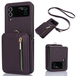 For Samsung Galaxy Z Flip4 5G Crossbody Phone Case RFID Blocking Cover Zipper Pocket