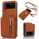 For Samsung Galaxy Z Flip4 5G Crossbody Phone Case RFID Blocking Cover Zipper Pocket
