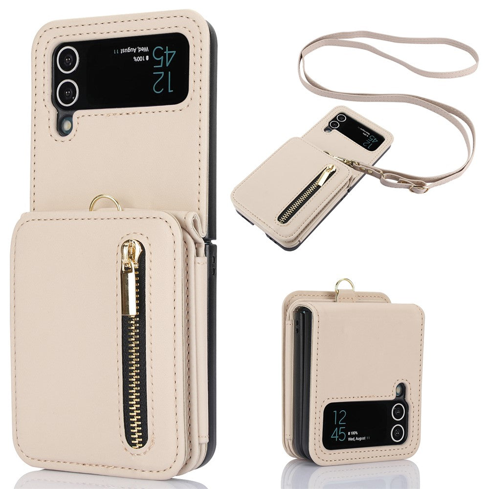 For Samsung Galaxy Z Flip4 5G Crossbody Phone Case RFID Blocking Cover Zipper Pocket