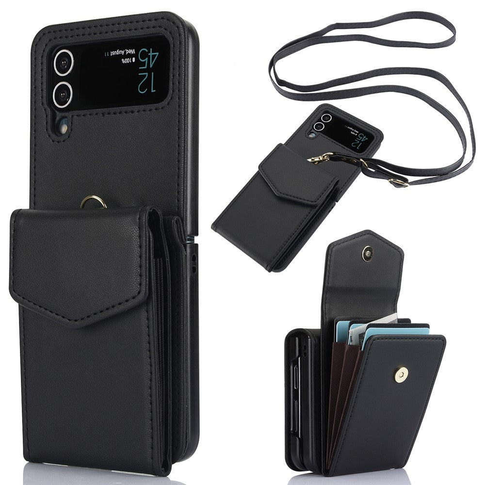 For Samsung Galaxy Z Flip4 5G Crossbody Phone Case RFID Blocking Card Holder Cover