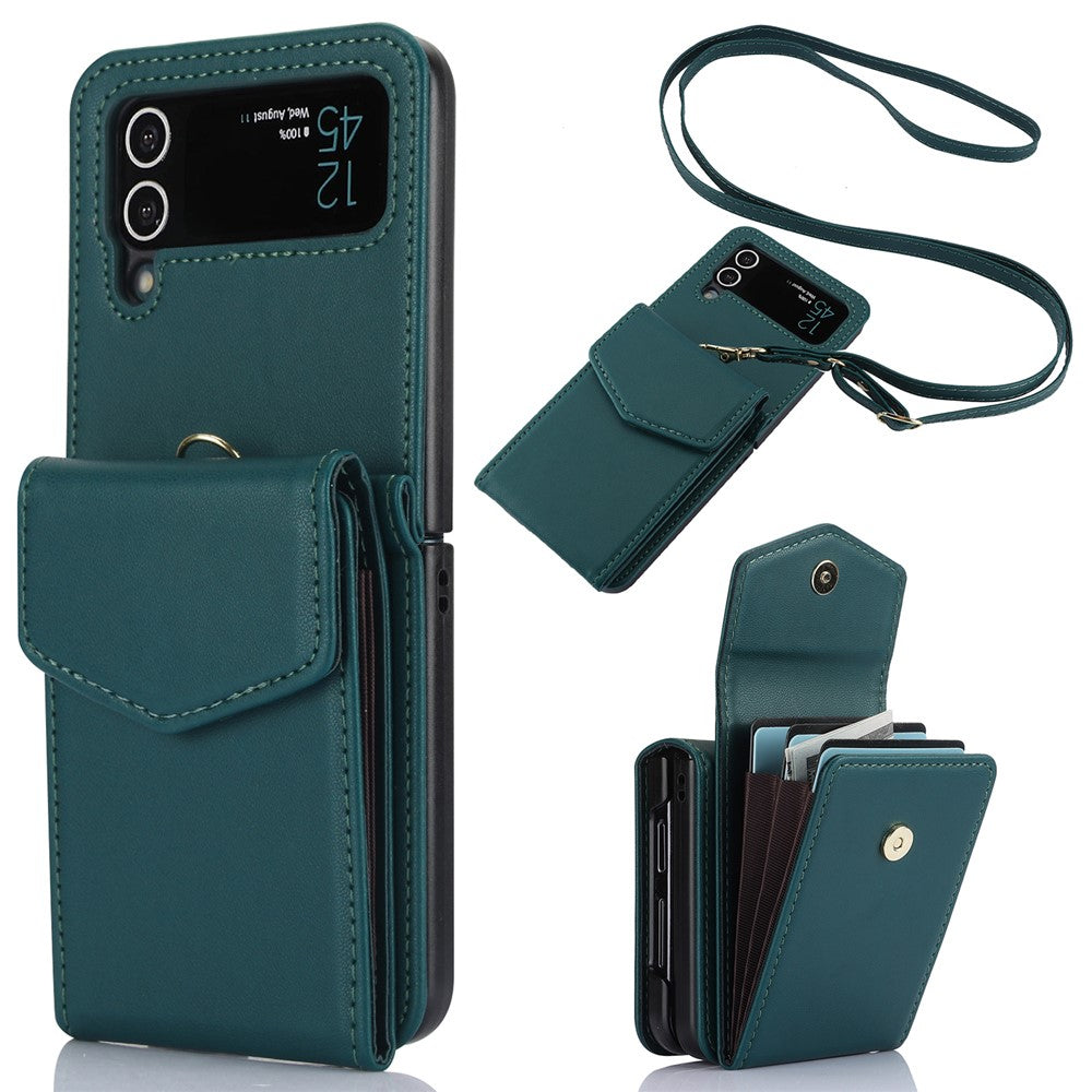 For Samsung Galaxy Z Flip4 5G Crossbody Phone Case RFID Blocking Card Holder Cover