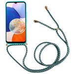 For Samsung Galaxy S24+ Back Case Wheat Straw + TPU Shockproof Phone Cover with Adjustable Lanyard