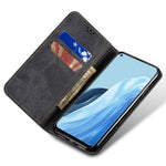 For Oppo Find X7 5G Jeans Cloth Texture Phone Case PU Leather Stand View Cover
