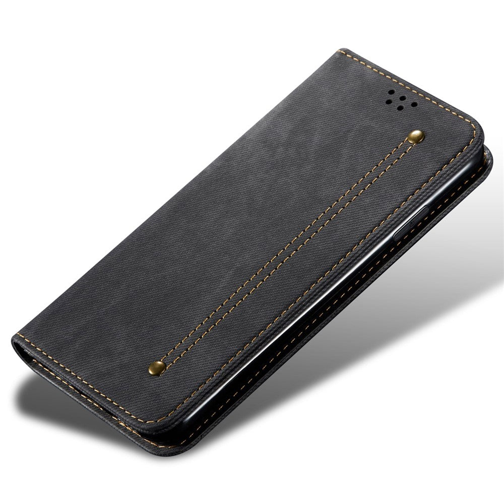For Oppo Find X7 5G Jeans Cloth Texture Phone Case PU Leather Stand View Cover