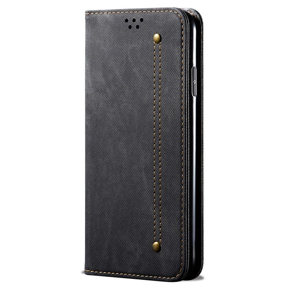 For Oppo Find X7 5G Jeans Cloth Texture Phone Case PU Leather Stand View Cover