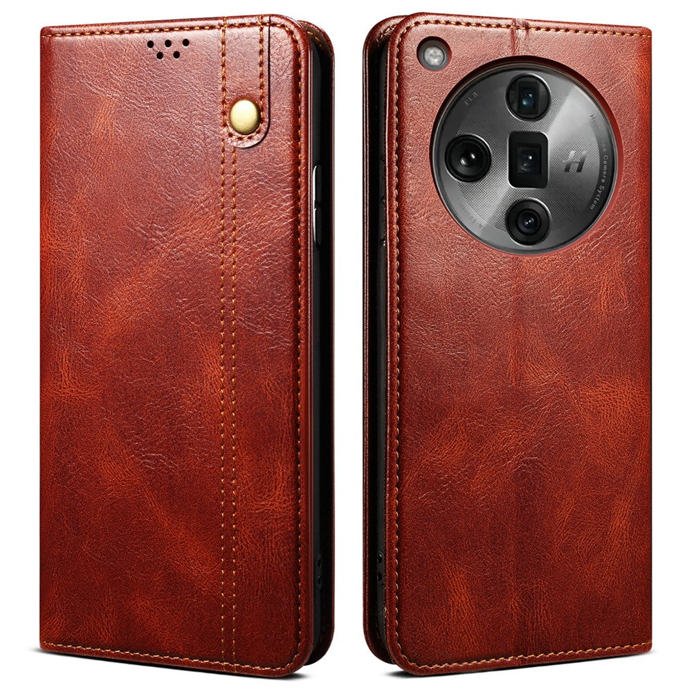 For Oppo Find X7 5G PU Leather Phone Case Waxy Crazy Horse Texture Protective Cover