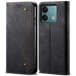 For Xiaomi Redmi Note 13 4G Leather Wallet Case Jeans Cloth Texture TPU Shockproof Shell