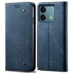 For Xiaomi Redmi Note 13 4G Leather Wallet Case Jeans Cloth Texture TPU Shockproof Shell