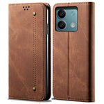 For Xiaomi Redmi Note 13 4G Leather Wallet Case Jeans Cloth Texture TPU Shockproof Shell