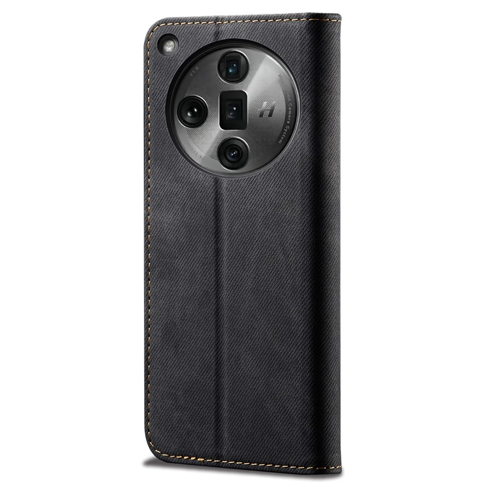 For Oppo Find X7 Ultra Leather Phone Case Jeans Cloth Texture Protective Cover