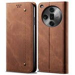 For Oppo Find X7 Ultra Leather Phone Case Jeans Cloth Texture Protective Cover