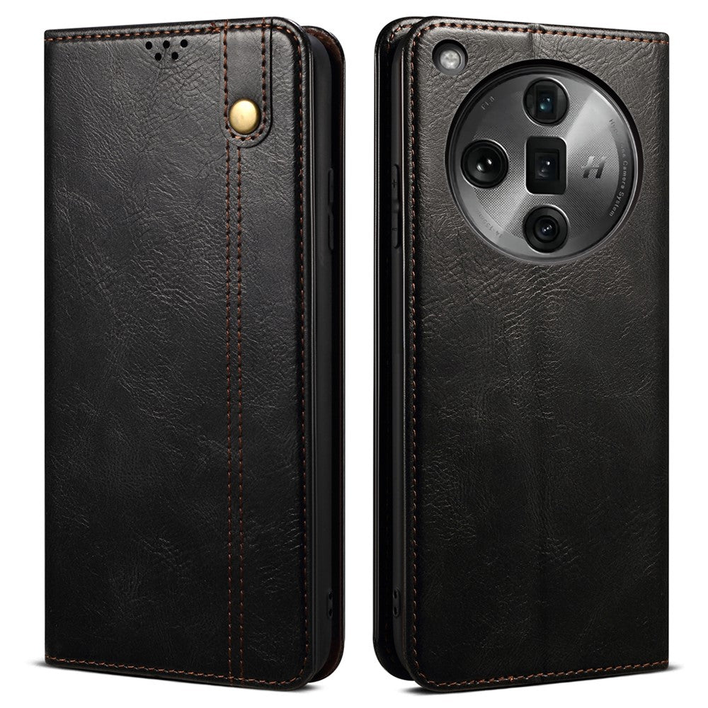 Oppo Find X7 Ultra plånboksfodral i läder med vaxig galen häststruktur