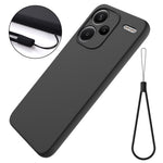 For Xiaomi Redmi Note 13 Pro+ 5G Liquid Silicone Phone Case with Strap Raised Edge
