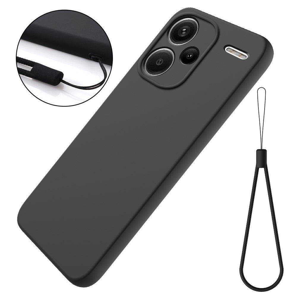 For Xiaomi Redmi Note 13 Pro+ 5G Liquid Silicone Phone Case with Strap Raised Edge