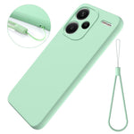 For Xiaomi Redmi Note 13 Pro+ 5G Liquid Silicone Phone Case with Strap Raised Edge