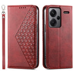 For Xiaomi Redmi Note 13 Pro+ 5G Leather Case Wallet Flip Cover Rhombus Pattern