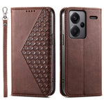 For Xiaomi Redmi Note 13 Pro+ 5G Leather Case Wallet Flip Cover Rhombus Pattern
