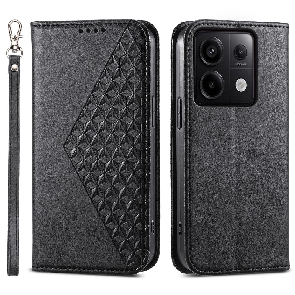 For Xiaomi Redmi Note 13 Pro 5G / Poco X6 5G Case Wallet Magnetic Leather Cover Rhombus Pattern