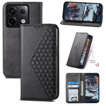 For Xiaomi Redmi Note 13 Pro 5G / Poco X6 5G Case Wallet Magnetic Leather Cover Rhombus Pattern