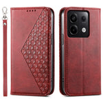 For Xiaomi Redmi Note 13 Pro 5G / Poco X6 5G Case Wallet Magnetic Leather Cover Rhombus Pattern