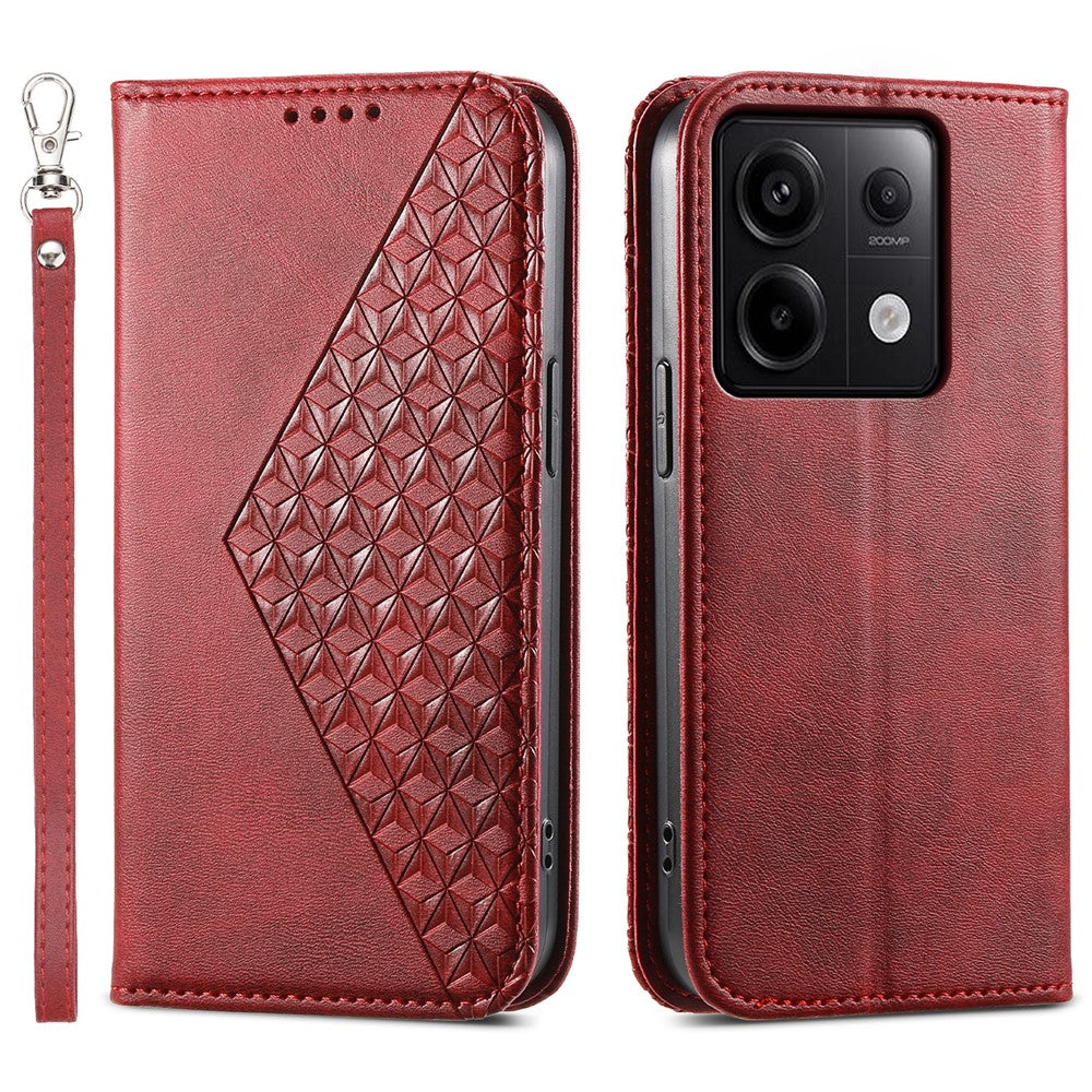 For Xiaomi Redmi Note 13 Pro 5G / Poco X6 5G Case Wallet Magnetic Leather Cover Rhombus Pattern