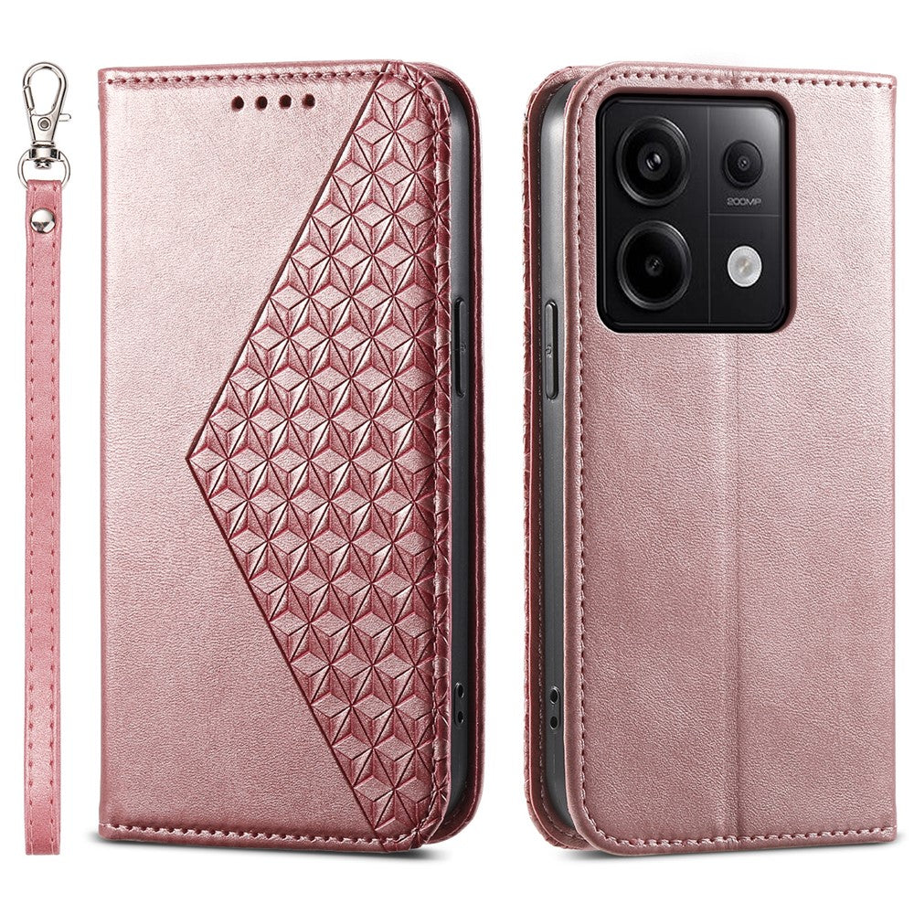 Magnetisk læderetui med pung og rombemønster til Xiaomi Redmi Note 13 Pro 5G / Poco X6 5G