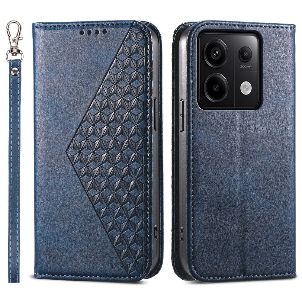 Magnetisk læderetui med pung og rombemønster til Xiaomi Redmi Note 13 Pro 5G / Poco X6 5G