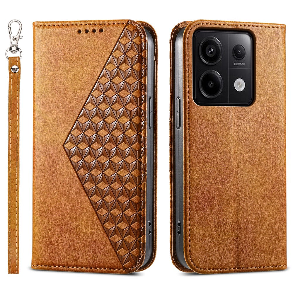 Magnetisk læderetui med pung og rombemønster til Xiaomi Redmi Note 13 Pro 5G / Poco X6 5G