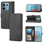 For Xiaomi Redmi Note 13 Pro 5G / Poco X6 5G Leather Case Happy Cat Pattern Folding Stand Phone Cover