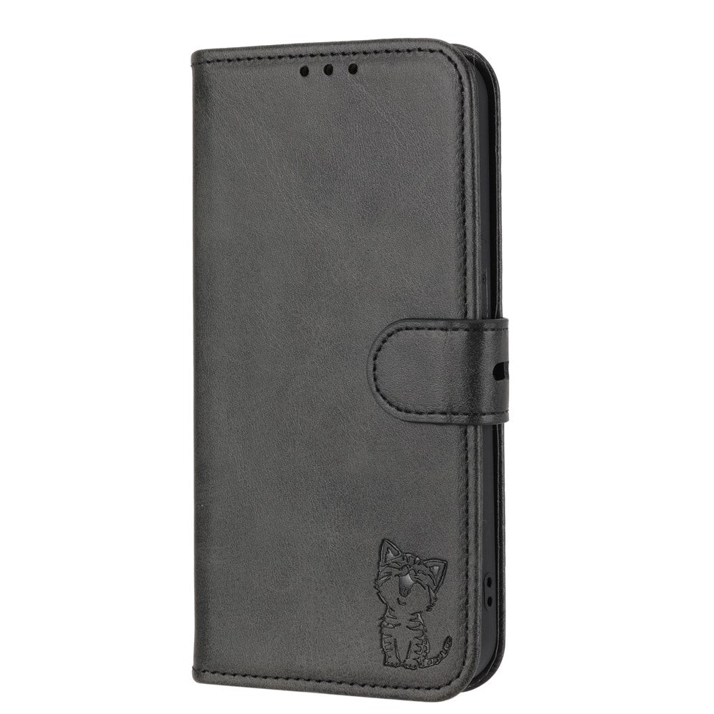For Xiaomi Redmi Note 13 Pro 5G / Poco X6 5G Leather Case Happy Cat Pattern Folding Stand Phone Cover