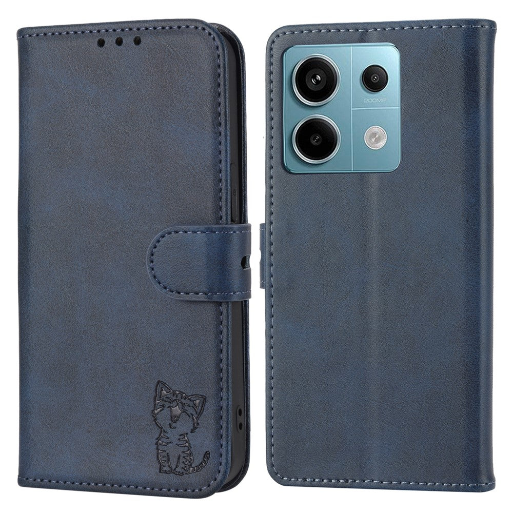 For Xiaomi Redmi Note 13 Pro 5G / Poco X6 5G Leather Case Happy Cat Pattern Folding Stand Phone Cover