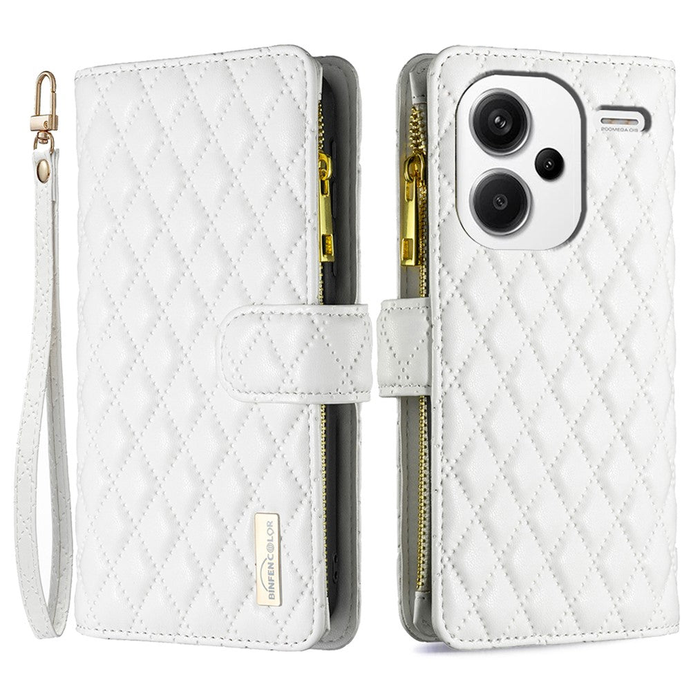 BINFEN COLOR BF Style-15 For Xiaomi Redmi Note 13 Pro+ 5G Case Zipper Magnetic Folio Phone Cover