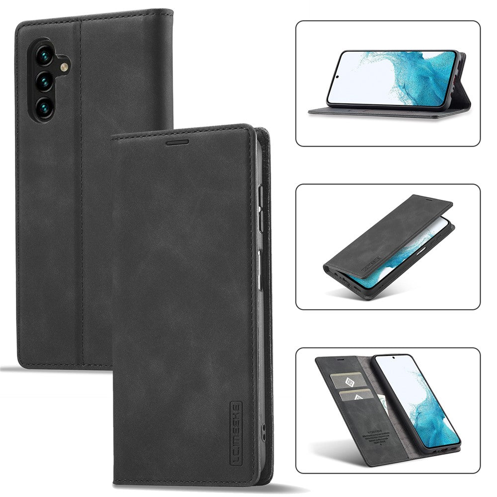 LC.IMEEKE For Samsung Galaxy A35 5G Microfiber Leather Case Phone Cover Magnetic Closing