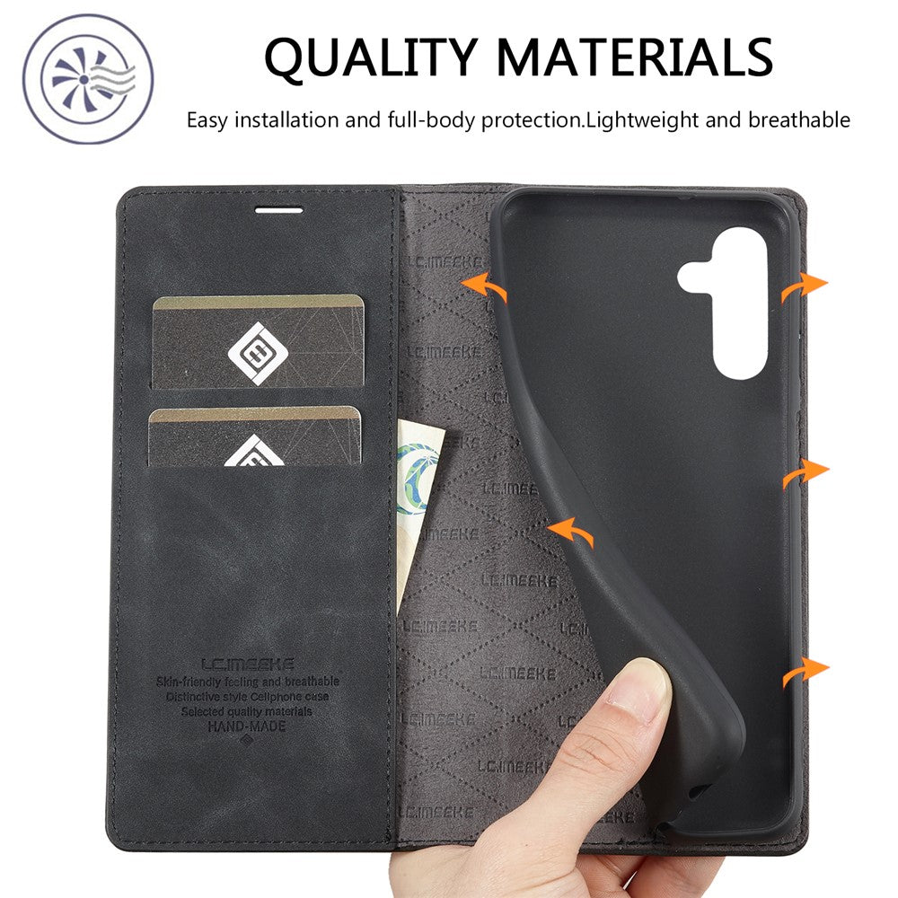 LC.IMEEKE For Samsung Galaxy A35 5G Microfiber Leather Case Phone Cover Magnetic Closing