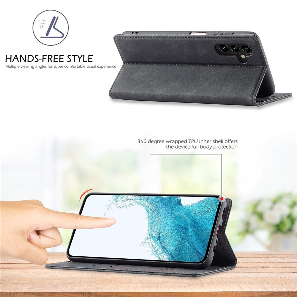 LC.IMEEKE For Samsung Galaxy A35 5G Microfiber Leather Case Phone Cover Magnetic Closing