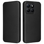 For Honor X8b 4G Stand Phone Case Carbon Fiber Texture Leather Cover