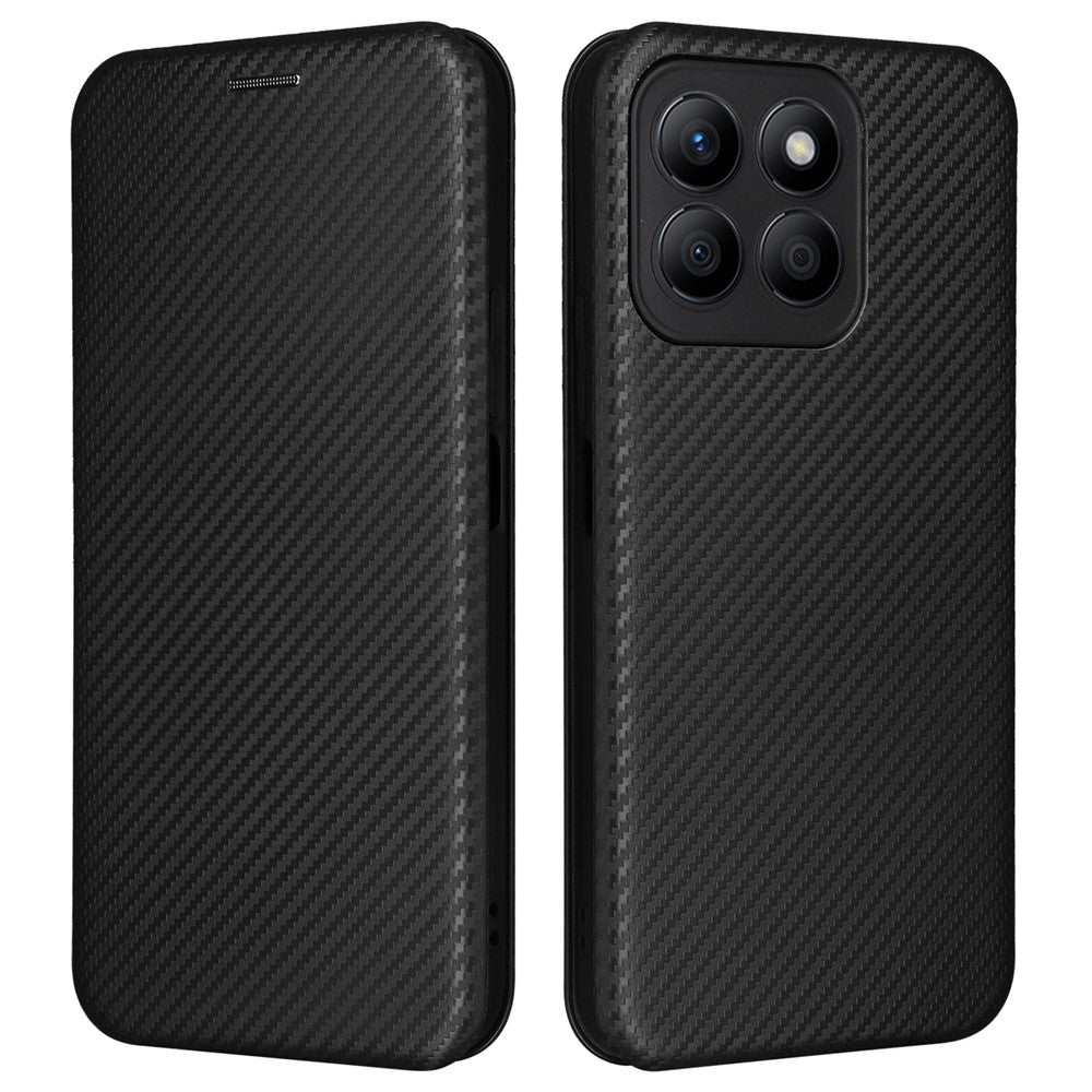 For Honor X8b 4G Stand Phone Case Carbon Fiber Texture Leather Cover