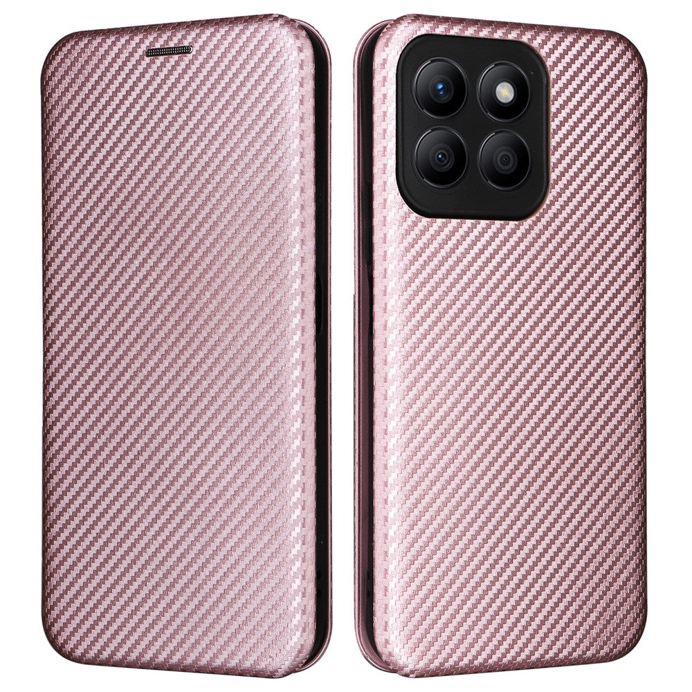 For Honor X8b 4G Stand Phone Case Carbon Fiber Texture Leather Cover